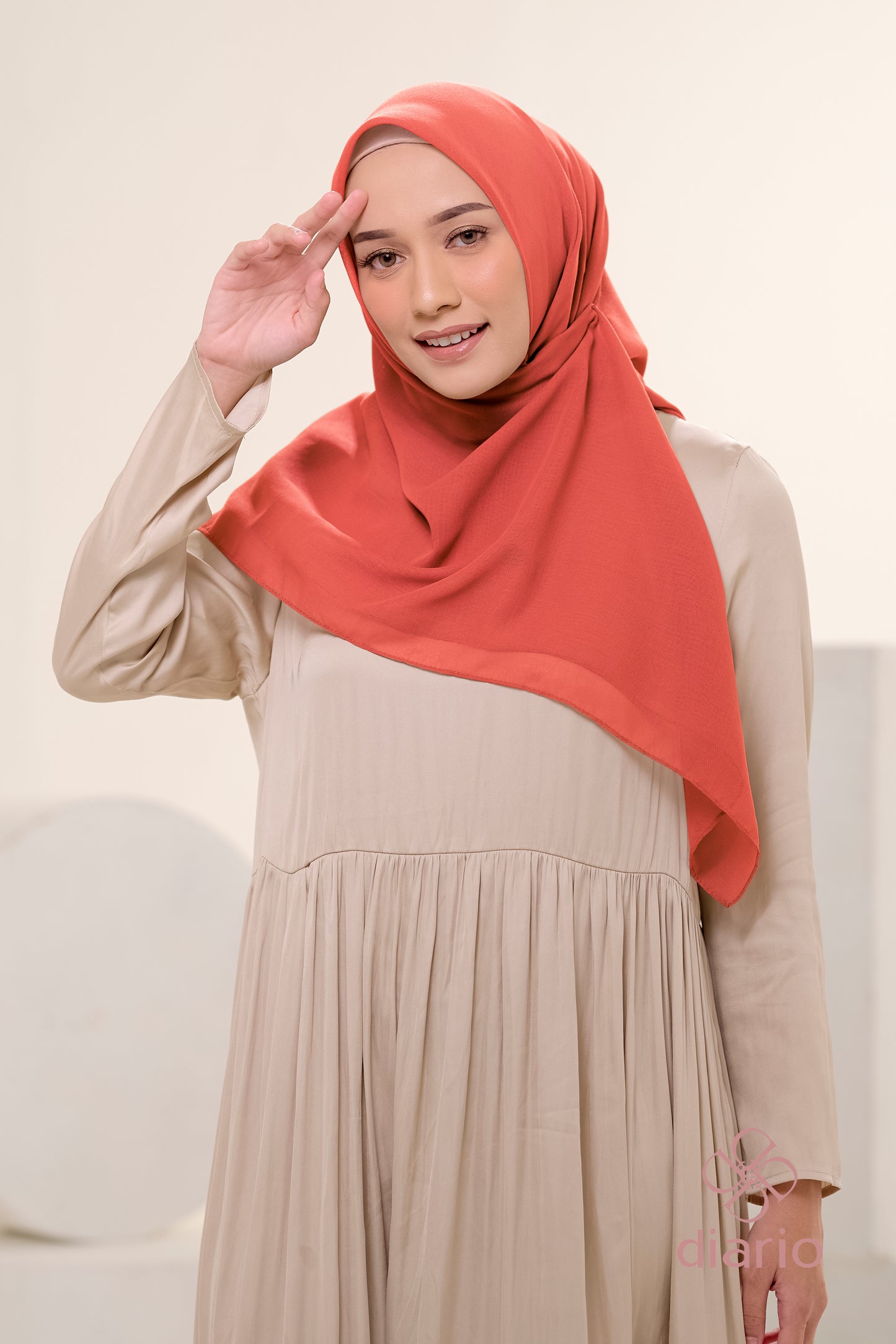 Diario - Kerudung Segi Empat Ultrafine Plain Scarf Voal Orange Series