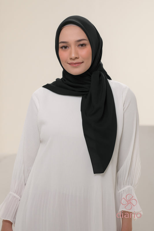 Diario - Hijab Wanita Plain Scarf Voal Black