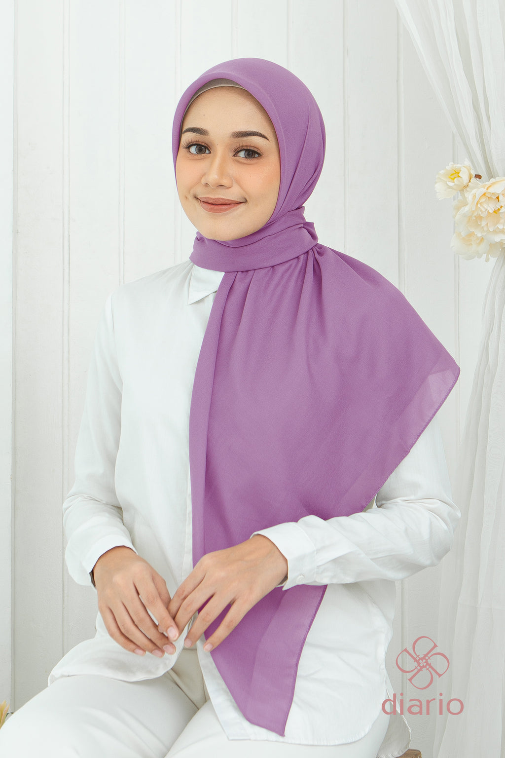 Diario - Kerudung Segi Empat Ultrafine Plain Scarf Purple Series